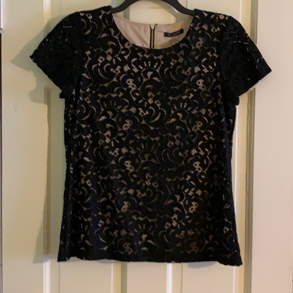 Tommy Hilfiger black lace shirt sleeve shirt